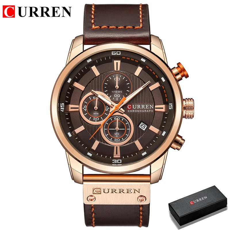 Men's Leather Sports Chronograph Watches Stone's Store