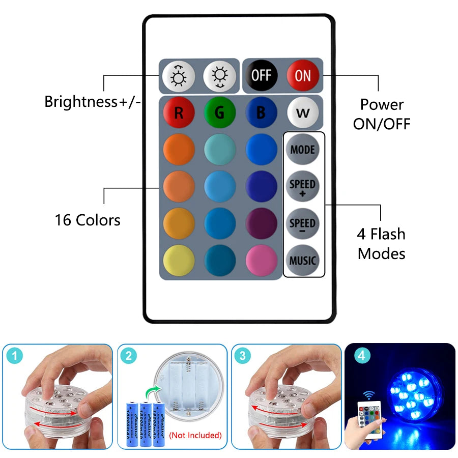 Glow Your Pool: Submersible LED Lights with RF Remote