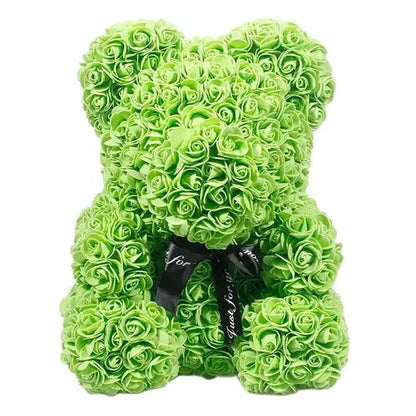 40/25cm Blue Rose Bear Heart Artificial Flower Rose Teddy Bear For