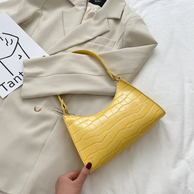 Fashion PU Leather Bags for Women Alligator Pattern Armpit Handbag Female Small Underarm Messenger Bag Purse Shopping Is Fun Store