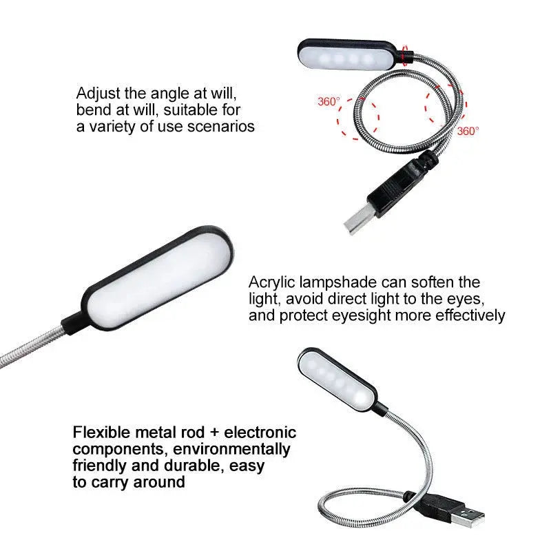 Mini 4 LED Book Lamp Portable USB Reading Night Lamp White/Warm Color AliExpress