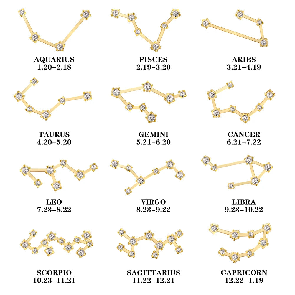 Lucktune Zircon Constellation Pendant Necklace Libra Virgo Zodiac Necklace for Women Stainless Steel Birthday Jewelry Gifts 2025 lucktune Official Store