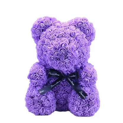 40/25cm Blue Rose Bear Heart Artificial Flower Rose Teddy Bear For