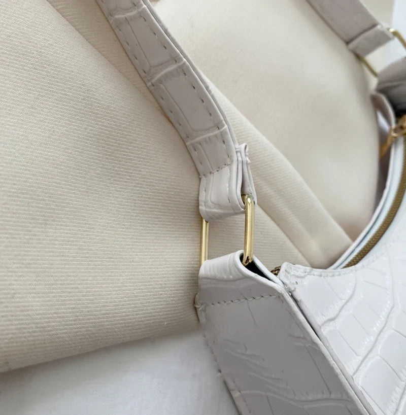 Fashion PU Leather Bags for Women Alligator Pattern Armpit Handbag Female Small Underarm Messenger Bag Purse Shopping Is Fun Store