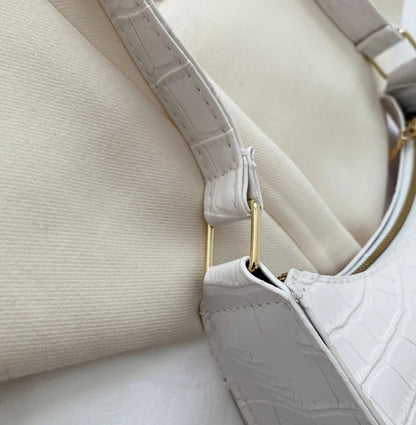 Fashion PU Leather Bags for Women Alligator Pattern Armpit Handbag Female Small Underarm Messenger Bag Purse Shopping Is Fun Store