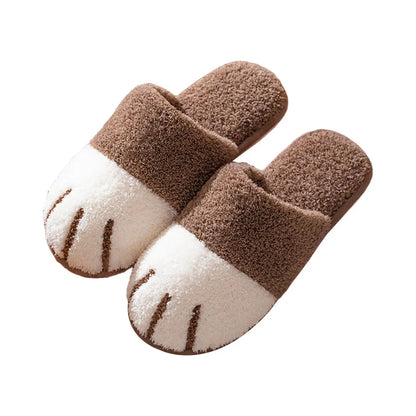 Anti-Slip Winter Slippers Plush Shoes Cozy Cartoon Cat Paw for House