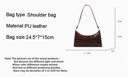 Fashion PU Leather Bags for Women Alligator Pattern Armpit Handbag Female Small Underarm Messenger Bag Purse Shopping Is Fun Store
