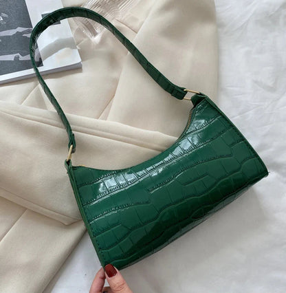 Fashion PU Leather Bags for Women Alligator Pattern Armpit Handbag Female Small Underarm Messenger Bag Purse Shopping Is Fun Store