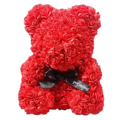 40/25cm Blue Rose Bear Heart Artificial Flower Rose Teddy Bear For
