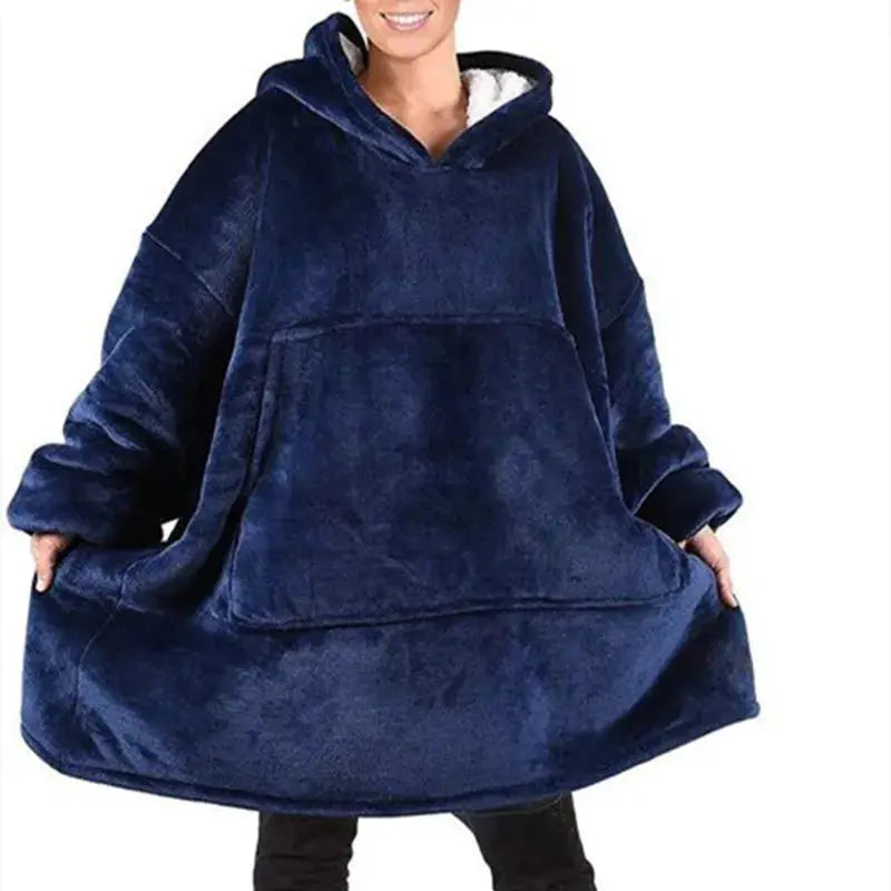 View details for Warm Thick TV Pocket Hooded Blanket Winter Sofa Weighted Blankets