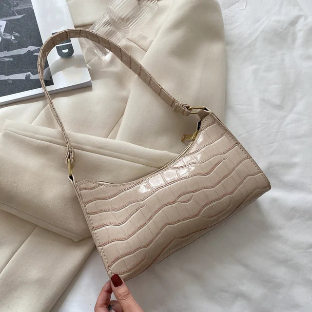 Fashion PU Leather Bags for Women Alligator Pattern Armpit Handbag Female Small Underarm Messenger Bag Purse Shopping Is Fun Store