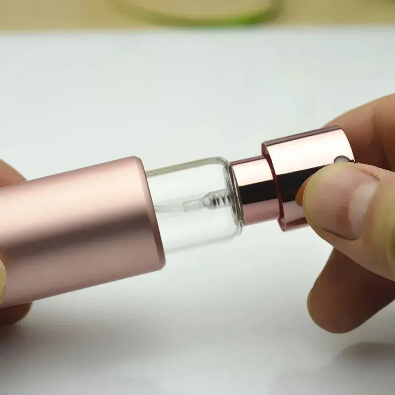 Portable Mini Perfume Glass Bottle, Aluminum Spray Atomizer, Empty