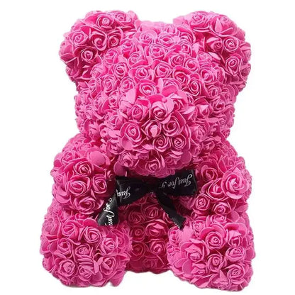 40/25cm Blue Rose Bear Heart Artificial Flower Rose Teddy Bear For