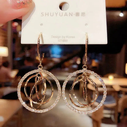 Women's Geometric Drop Earrings 2021 New Round Pendant Earrings Party