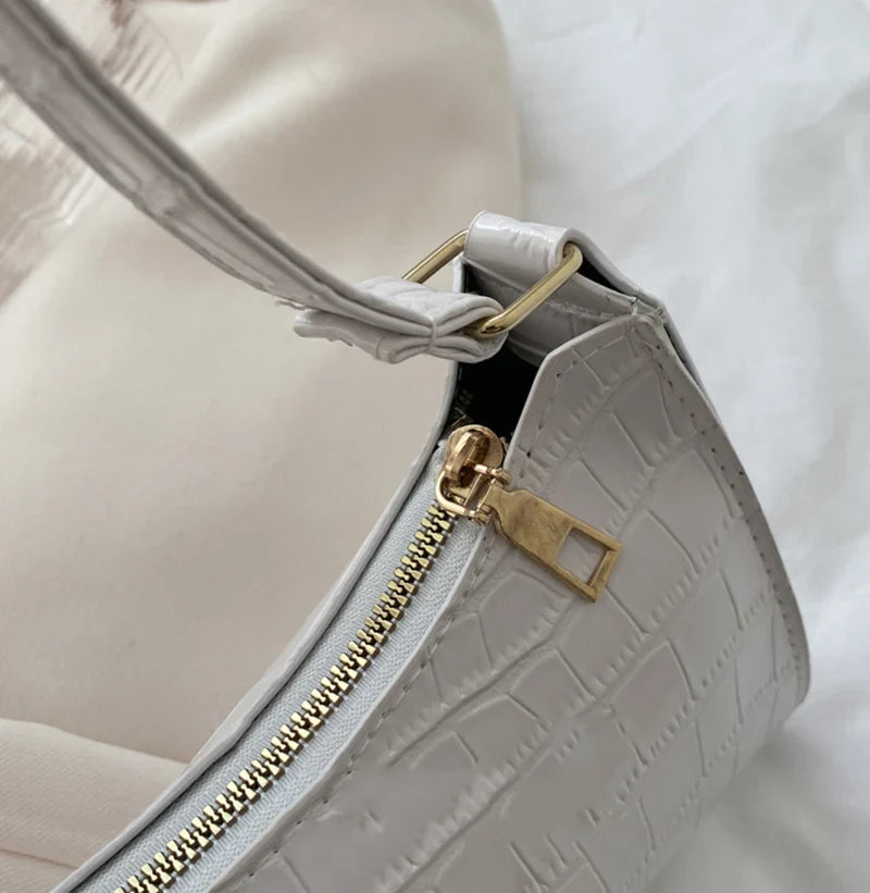 Fashion PU Leather Bags for Women Alligator Pattern Armpit Handbag Female Small Underarm Messenger Bag Purse Shopping Is Fun Store