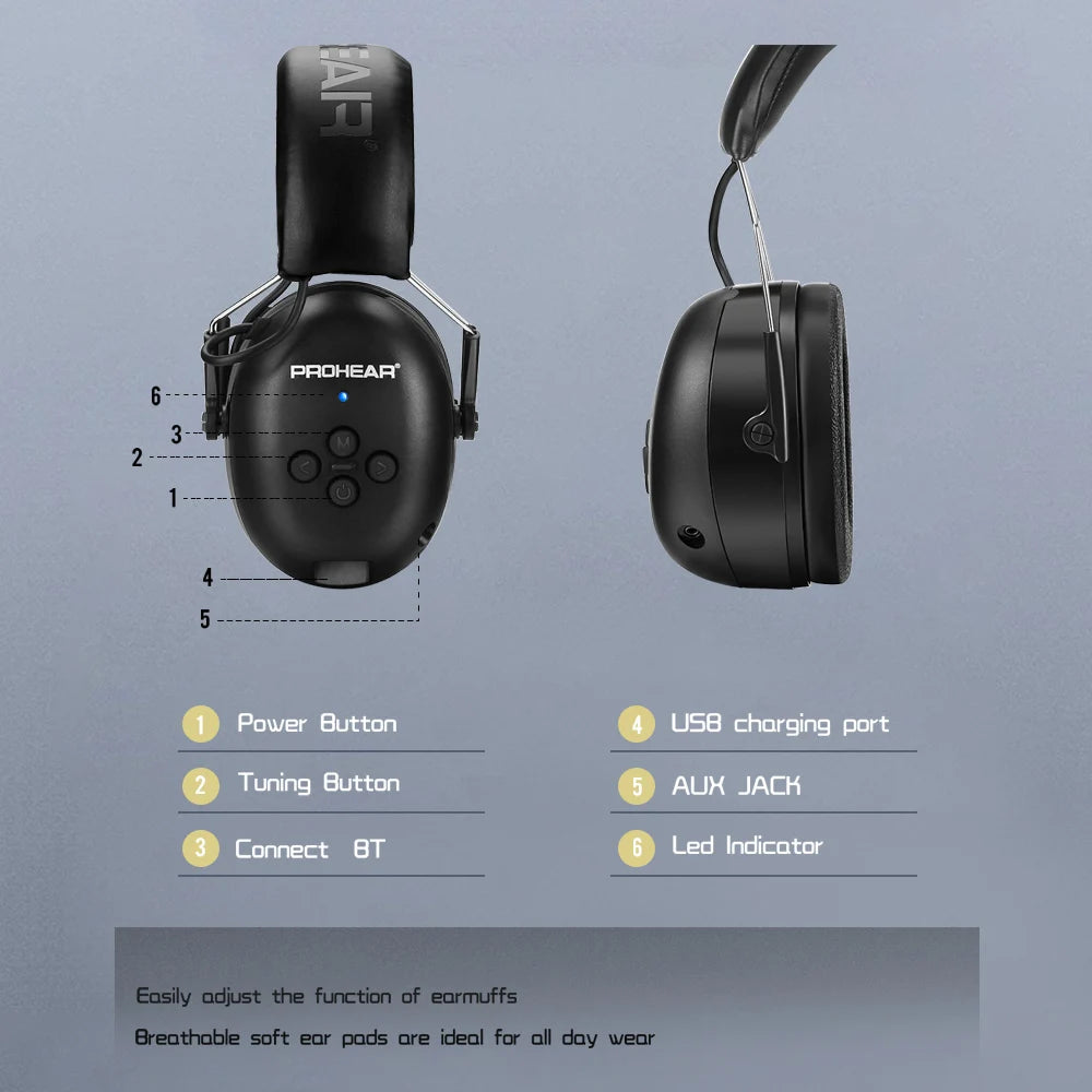 ZOHAN Electronic Headphone 5.0 Bluetooth Earmuffs Hearing Protection AliExpress