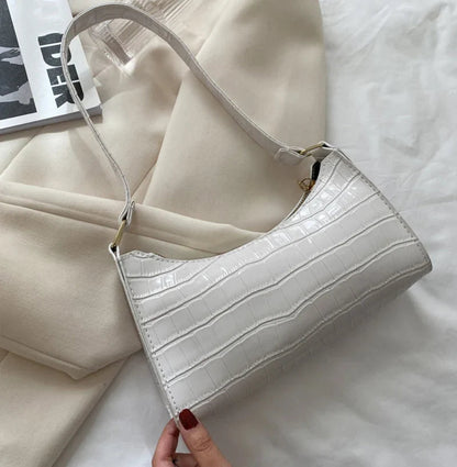 Fashion PU Leather Bags for Women Alligator Pattern Armpit Handbag Female Small Underarm Messenger Bag Purse Shopping Is Fun Store