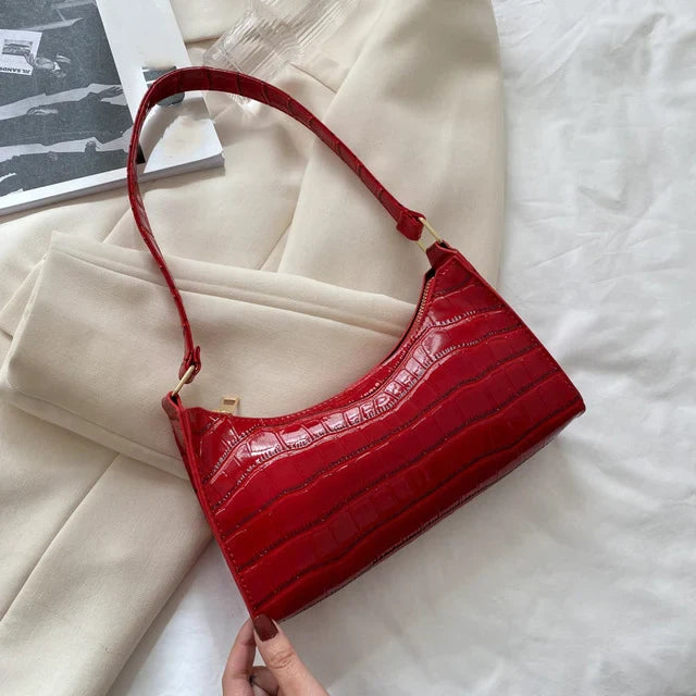 Fashion PU Leather Bags for Women Alligator Pattern Armpit Handbag Female Small Underarm Messenger Bag Purse Shopping Is Fun Store
