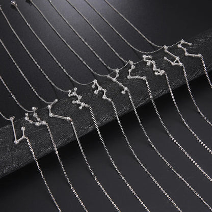 Lucktune Zircon Constellation Pendant Necklace Libra Virgo Zodiac Necklace for Women Stainless Steel Birthday Jewelry Gifts 2025 lucktune Official Store