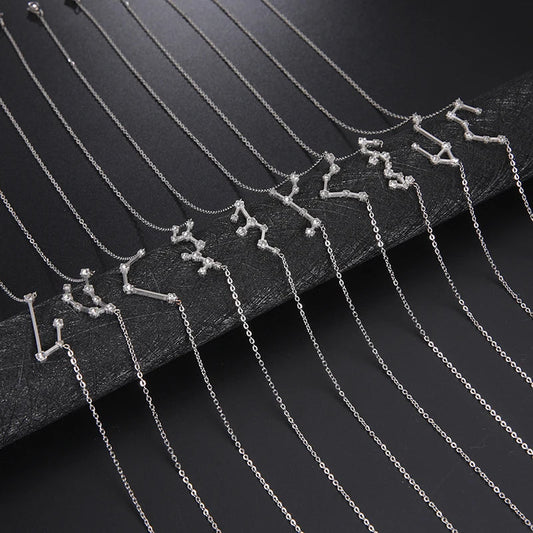 Lucktune Zircon Constellation Pendant Necklace Libra Virgo Zodiac Necklace for Women Stainless Steel Birthday Jewelry Gifts 2025 lucktune Official Store