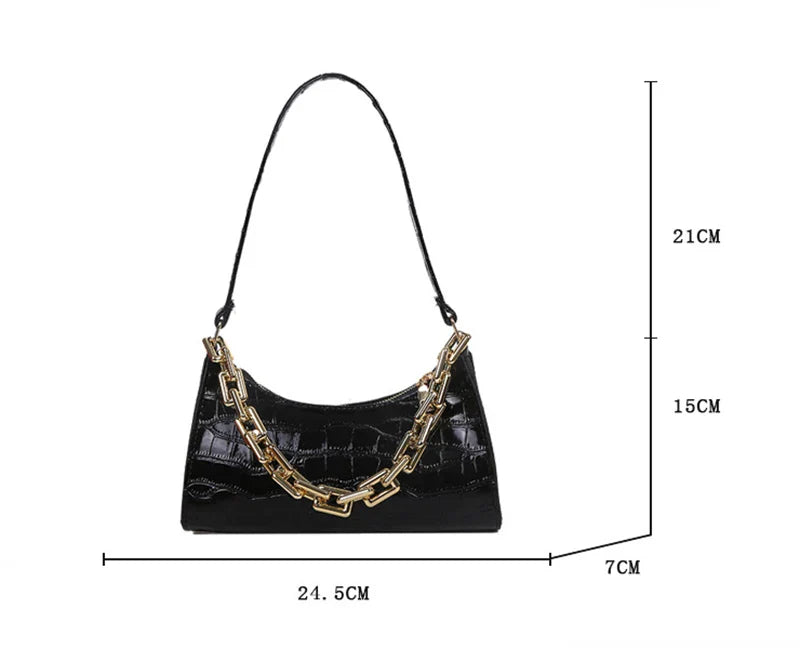 Fashion PU Leather Bags for Women Alligator Pattern Armpit Handbag Female Small Underarm Messenger Bag Purse Shopping Is Fun Store