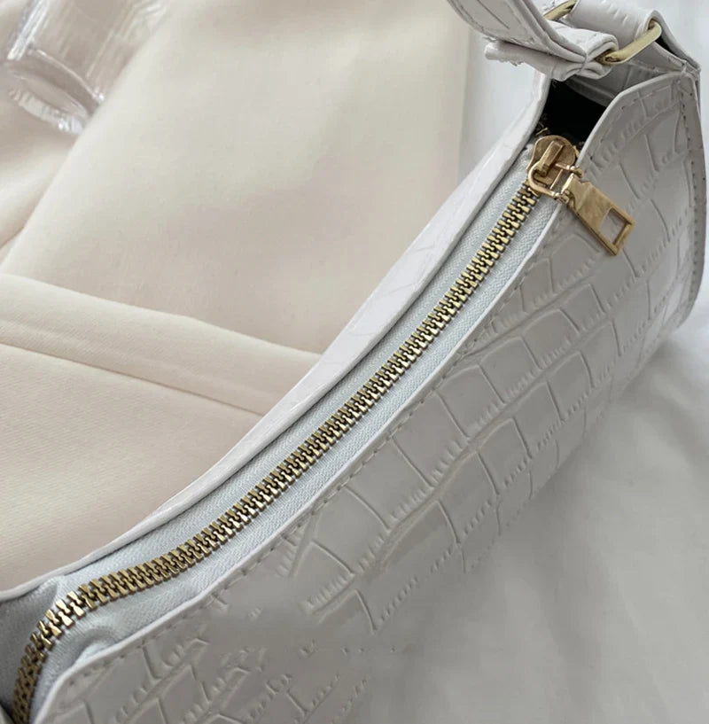 Fashion PU Leather Bags for Women Alligator Pattern Armpit Handbag Female Small Underarm Messenger Bag Purse Shopping Is Fun Store