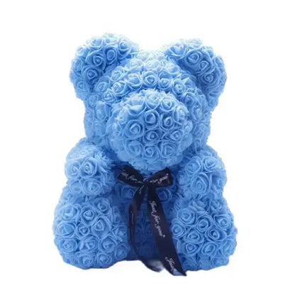 40/25cm Blue Rose Bear Heart Artificial Flower Rose Teddy Bear For