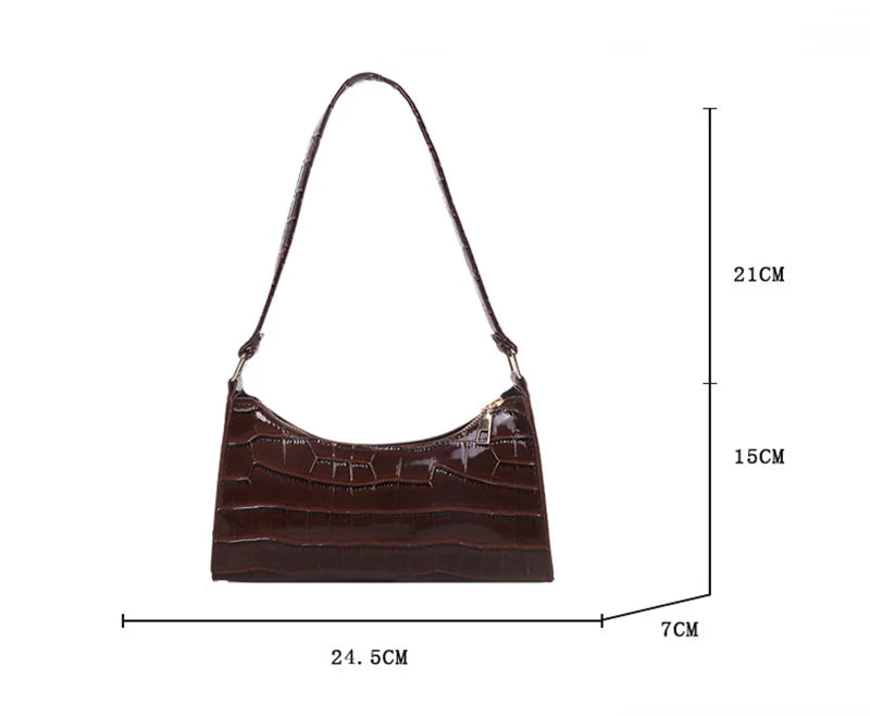 Fashion PU Leather Bags for Women Alligator Pattern Armpit Handbag Female Small Underarm Messenger Bag Purse Shopping Is Fun Store