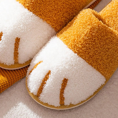 Anti-Slip Winter Slippers Plush Shoes Cozy Cartoon Cat Paw for House