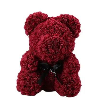 40/25cm Blue Rose Bear Heart Artificial Flower Rose Teddy Bear For