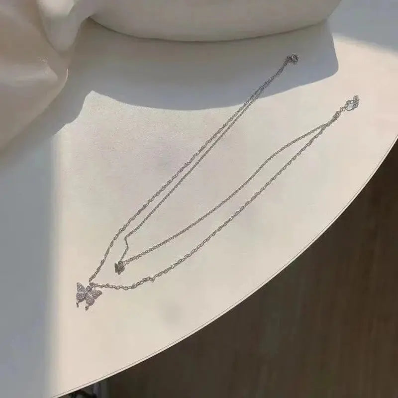 View details for New Shiny Butterfly Necklace Ladies Exquisite Double Layer Clavicle