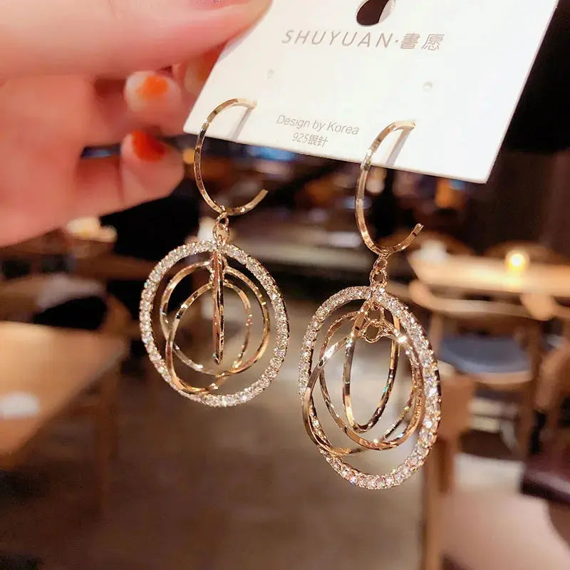 Women's Geometric Drop Earrings 2021 New Round Pendant Earrings Party