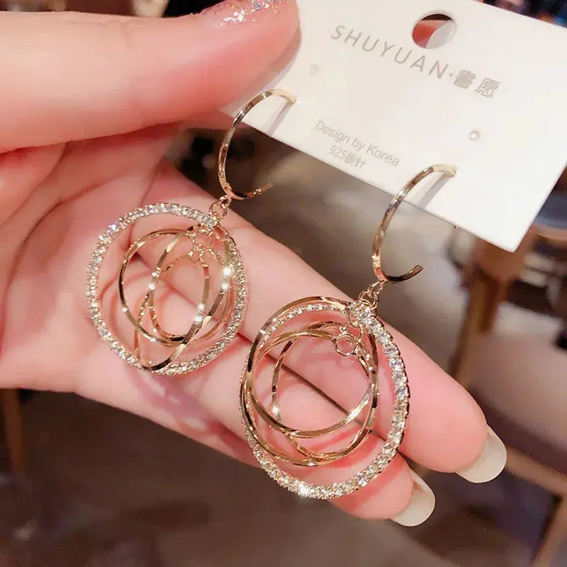 Women's Geometric Drop Earrings 2021 New Round Pendant Earrings Party