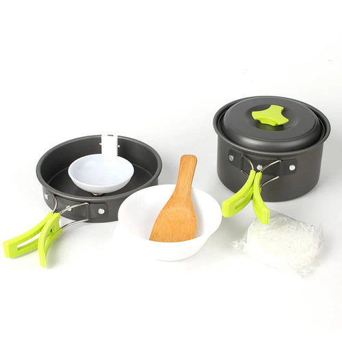 6pcs/set Portable 2-3 Persons Cookware Bowl Pot Spoon for Outdoor Camping Hiking Backpacking Travel Tableware Picnic Accessories Giny Store