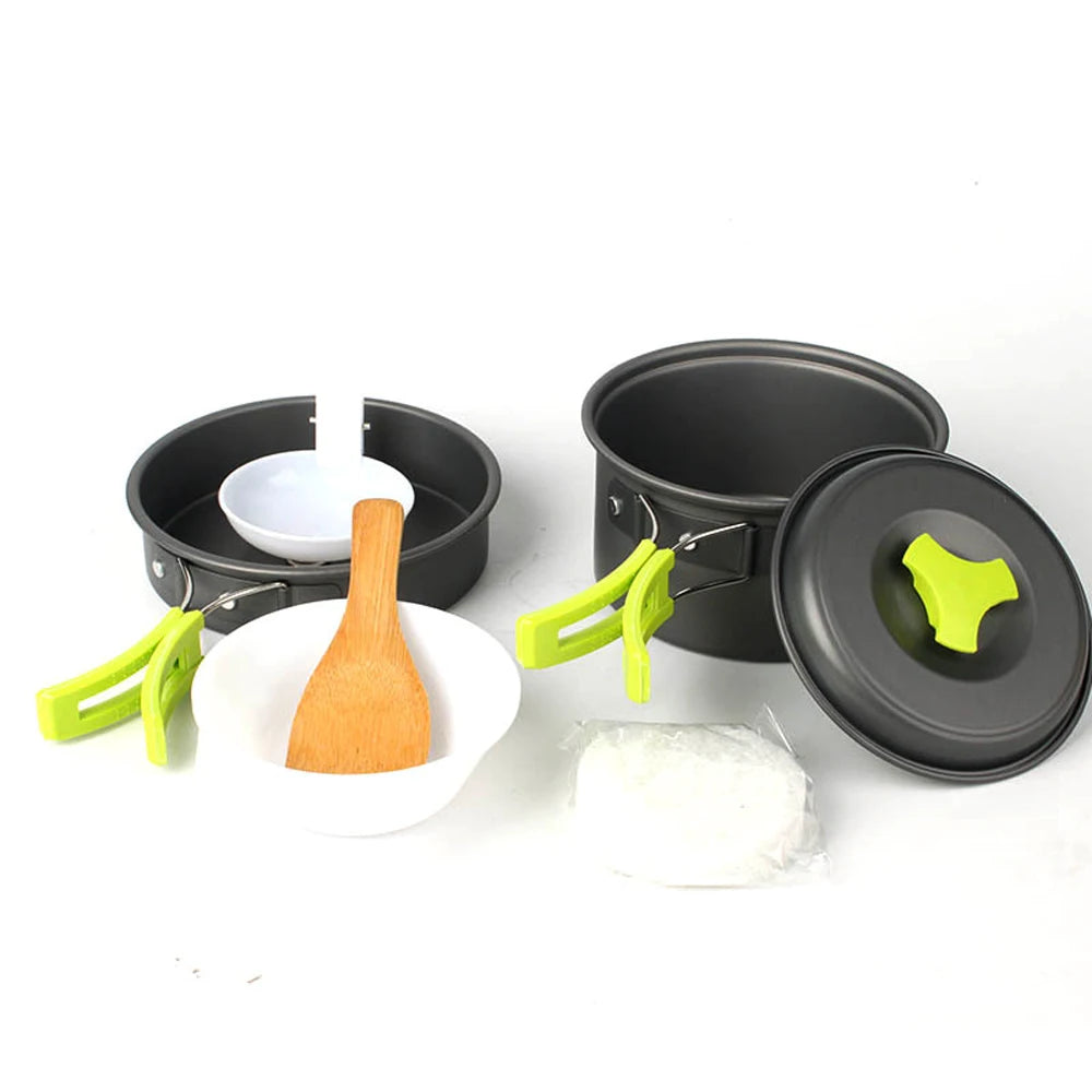 6pcs/set Portable 2-3 Persons Cookware Bowl Pot Spoon for Outdoor Camping Hiking Backpacking Travel Tableware Picnic Accessories Giny Store