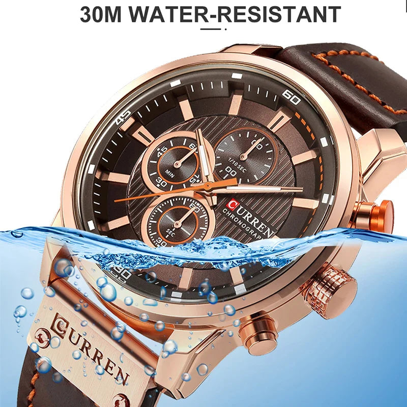 Men's Leather Sports Chronograph Watches Stone's Store