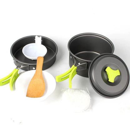 6pcs/set Portable 2-3 Persons Cookware Bowl Pot Spoon for Outdoor Camping Hiking Backpacking Travel Tableware Picnic Accessories Giny Store