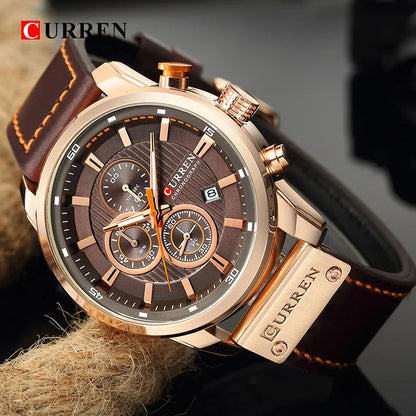 Men's Leather Sports Chronograph Watches Stone's Store