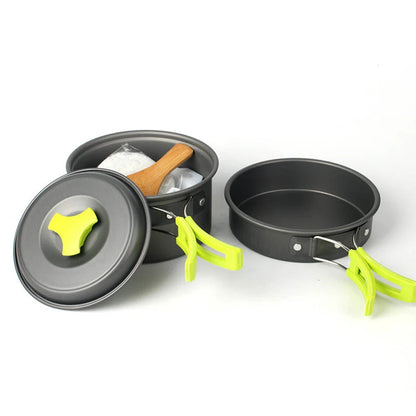 6pcs/set Portable 2-3 Persons Cookware Bowl Pot Spoon for Outdoor Camping Hiking Backpacking Travel Tableware Picnic Accessories Giny Store