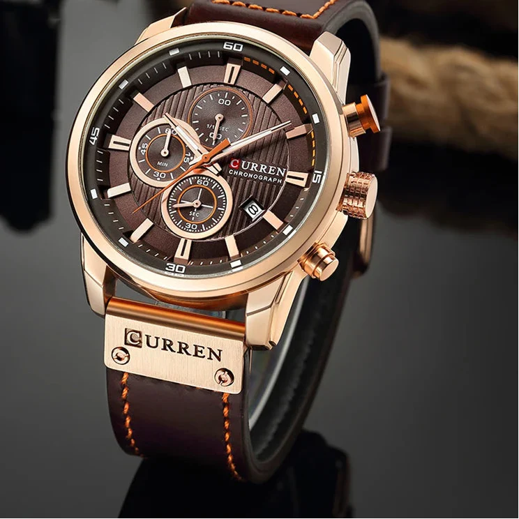 Men's Leather Sports Chronograph Watches Stone's Store