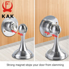 KAK Stainless Steel Magnetic Door Stopper Sticker Hidden Door Holders Catch Floor Wall Mounted Nail-free Doorstop Door Hardware KAK Handle Store