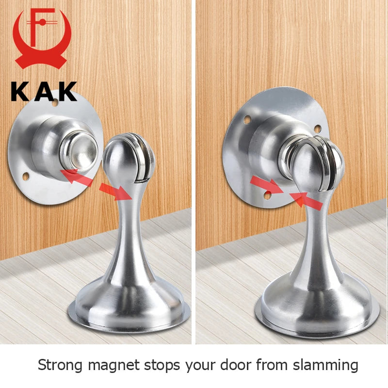 KAK Stainless Steel Magnetic Door Stopper Sticker Hidden Door Holders Catch Floor Wall Mounted Nail-free Doorstop Door Hardware KAK Handle Store
