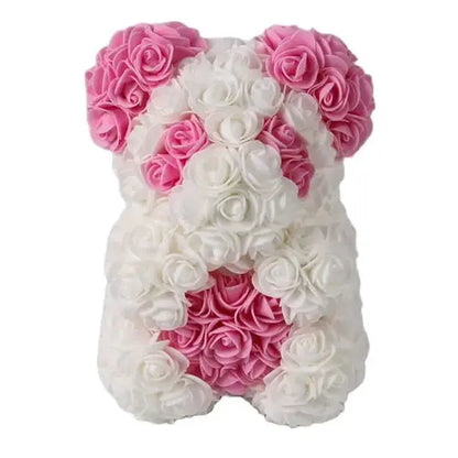 40/25cm Blue Rose Bear Heart Artificial Flower Rose Teddy Bear For