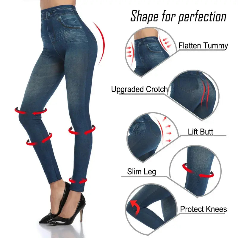 Push Up High Waist Denim Leggings I-BUBU Store