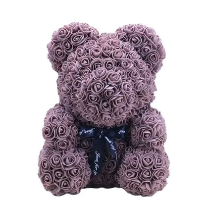 40/25cm Blue Rose Bear Heart Artificial Flower Rose Teddy Bear For