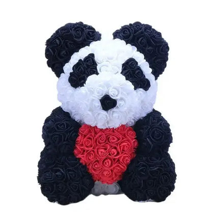 40/25cm Blue Rose Bear Heart Artificial Flower Rose Teddy Bear For