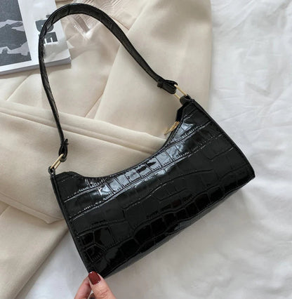 Fashion PU Leather Bags for Women Alligator Pattern Armpit Handbag Female Small Underarm Messenger Bag Purse Shopping Is Fun Store