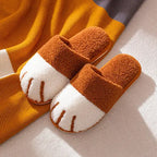 Anti-Slip Winter Slippers Plush Shoes Cozy Cartoon Cat Paw for House