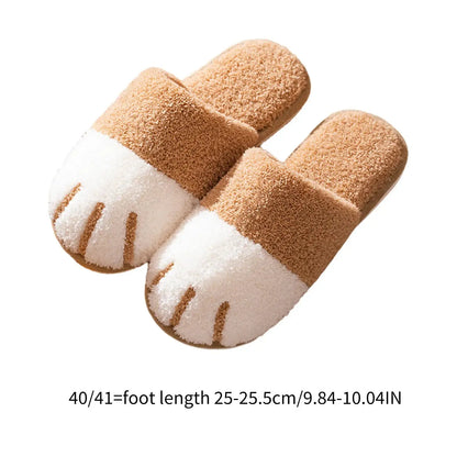Anti-Slip Winter Slippers Plush Shoes Cozy Cartoon Cat Paw for House