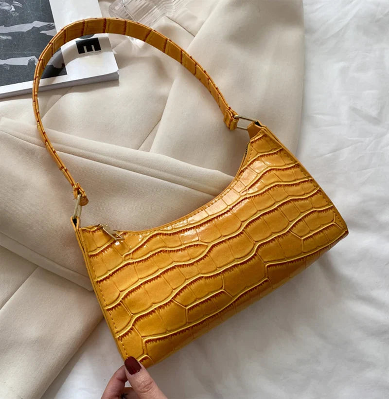 Fashion PU Leather Bags for Women Alligator Pattern Armpit Handbag Female Small Underarm Messenger Bag Purse Shopping Is Fun Store